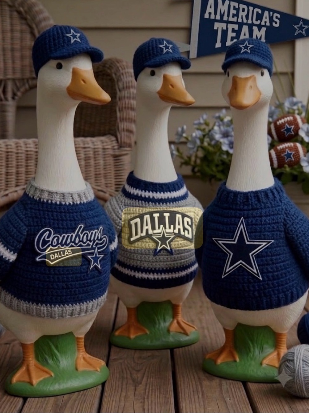Porch Goose Dallas Cowboys Crochet Team Hat and Dress Set  23-25 goose